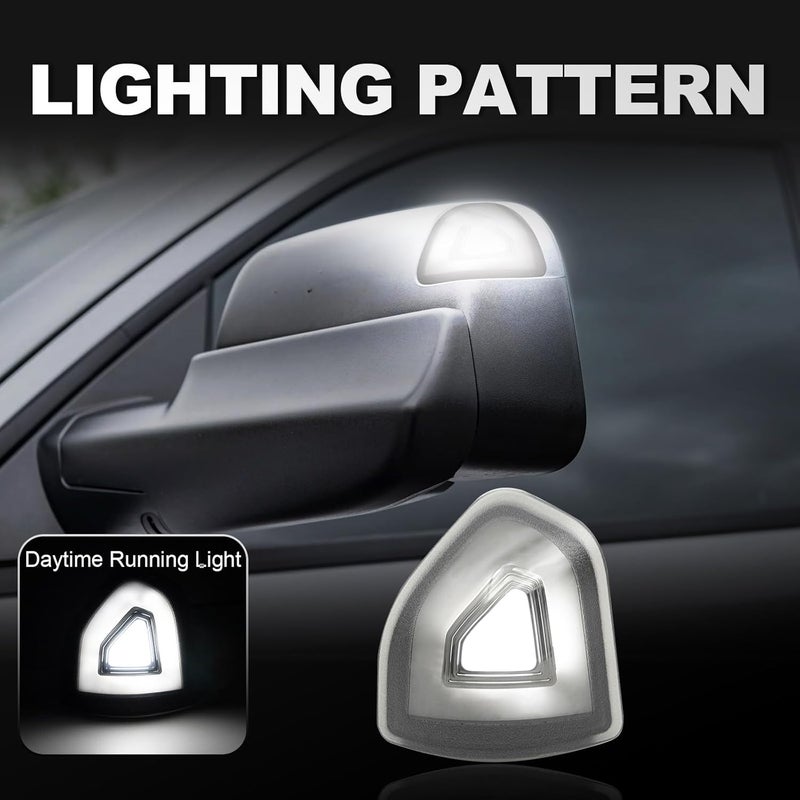 Aexploer Side Tow Mirror Turn Signal Lights LED Compatible with Ram 1500 2021-2023/for Ram 1500 Classic 2022 2023/for Ram 2500 3500 19-22 Amber Blink Turn Marker White LED Position Lights (Smoked Len) - Image 5